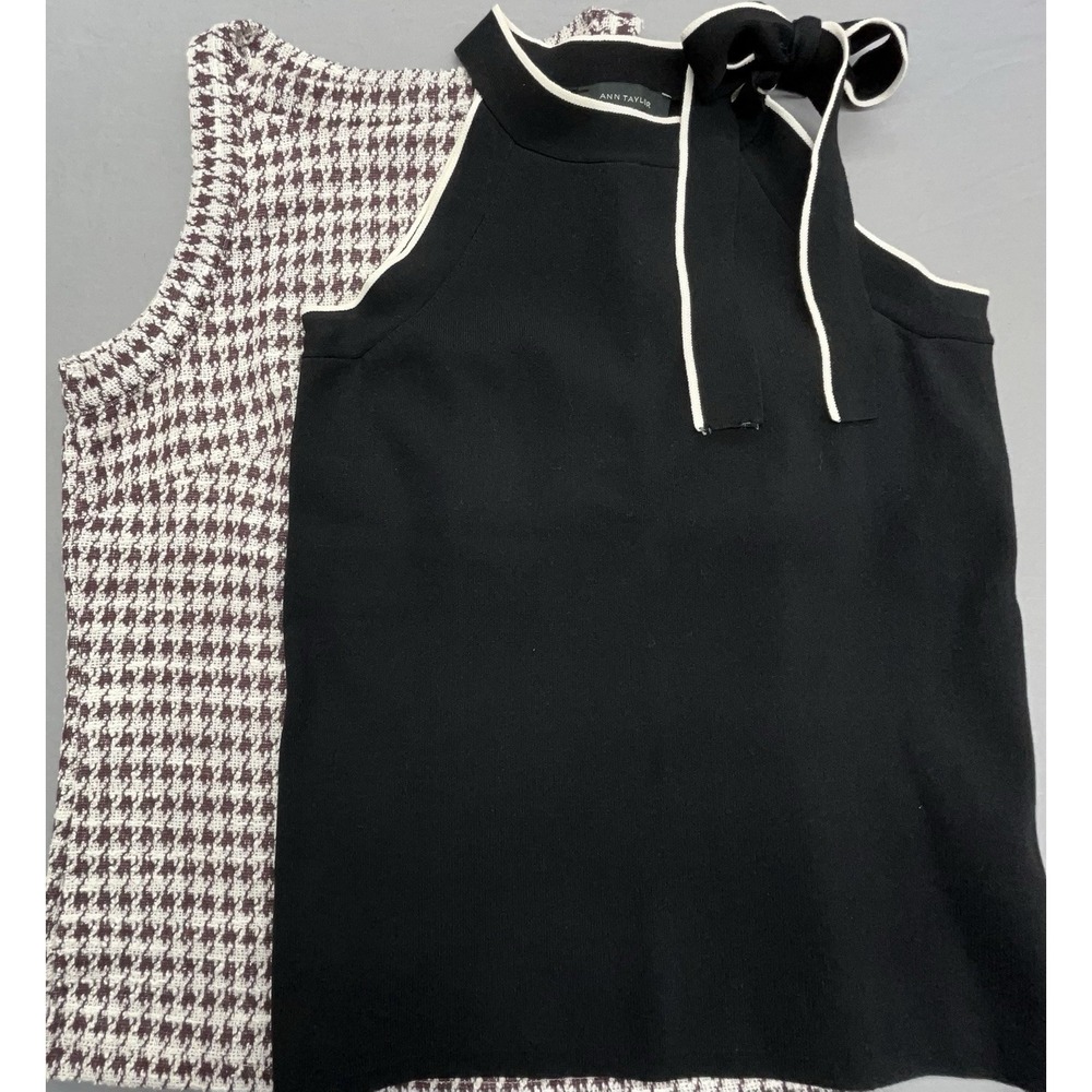 Sleeveless Tops Women XS Lot Of 2 Black Brown Stretchy Preppy Versatile Travel